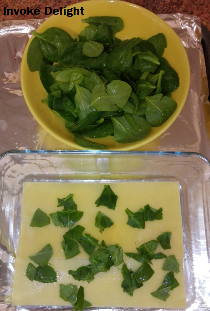 This is how much spinach I used and how much I tore it up.