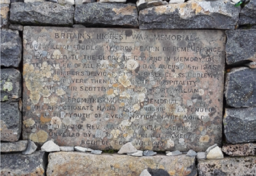 Britain's highest war memorial, on Ben Nevis,