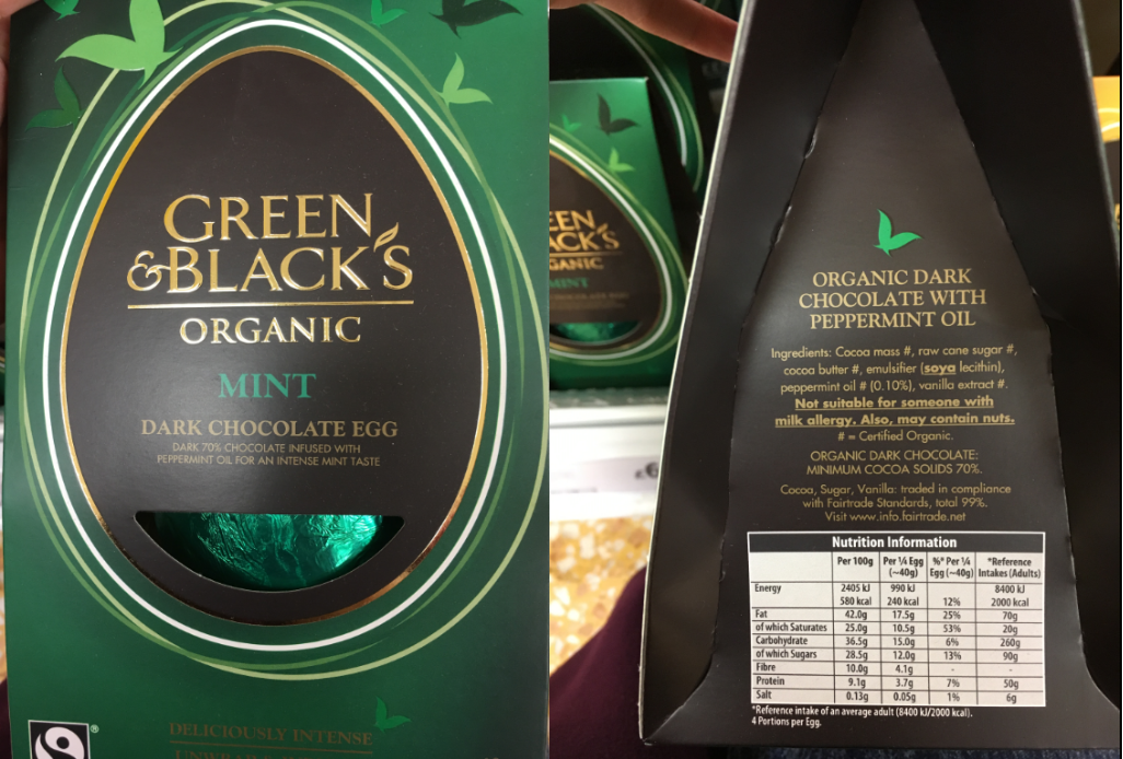 Tesco ff green and blacks egg mint vegan